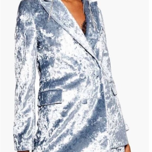 Topshop Jackets & Blazers - Topshop Crushed Blue Velvet Blazer 🩵